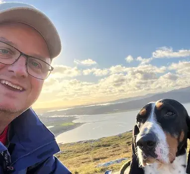 Peter Gauntlett with dog